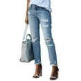 thumbnail image 3 of Women'S Ripped Jeans Straight Leg Distressed Boyfriend Denim Pants Light Blue S, 3 of 8