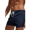 thumbnail image 2 of Mens Swimming Trunks Males Plus Size Breathable Pockets Drawstring Beach Shorts Solid Slim Swim Trunks Mens Swimwear Navy XS, 2 of 7