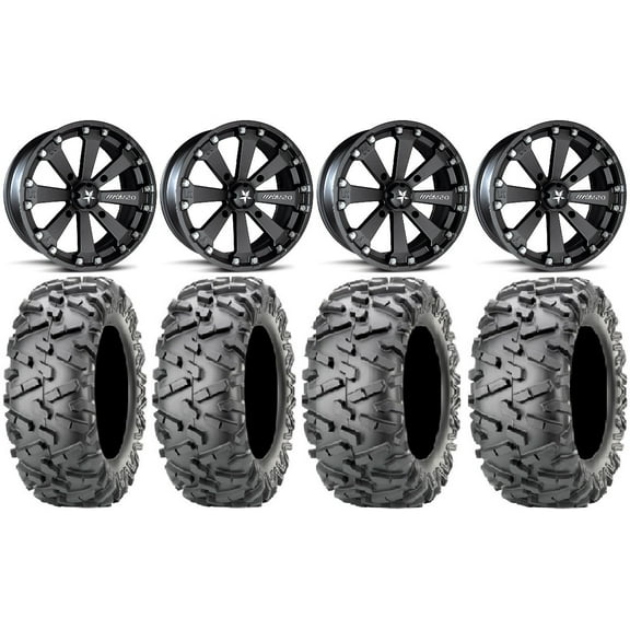 MSA Black Kore 14" UTV Wheels 28" BigHorn 2.0 Tires Can-Am Maverick X3 / Honda Pioneer 1000 / Talon