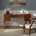thumbnail image 3 of JTH LUXE Dauphin Gold Accent 5-Drawer Wood Executive Desk Dark Walnut Ash Wood & Veneer, 3 of 10