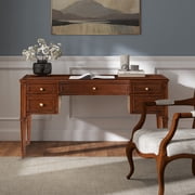 JTH LUXE Dauphin Gold Accent 5-Drawer Wood Executive Desk Dark Walnut Ash Wood & Veneer