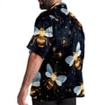 thumbnail image 3 of Starry Bees in the Sky Men's Short Sleeve Poplin Shirt with Spread Collar Tops, Casual Printed Button Down, Summer Beach Shirt for Men - Unisex, Stylish Men's Shirts, 3 of 6