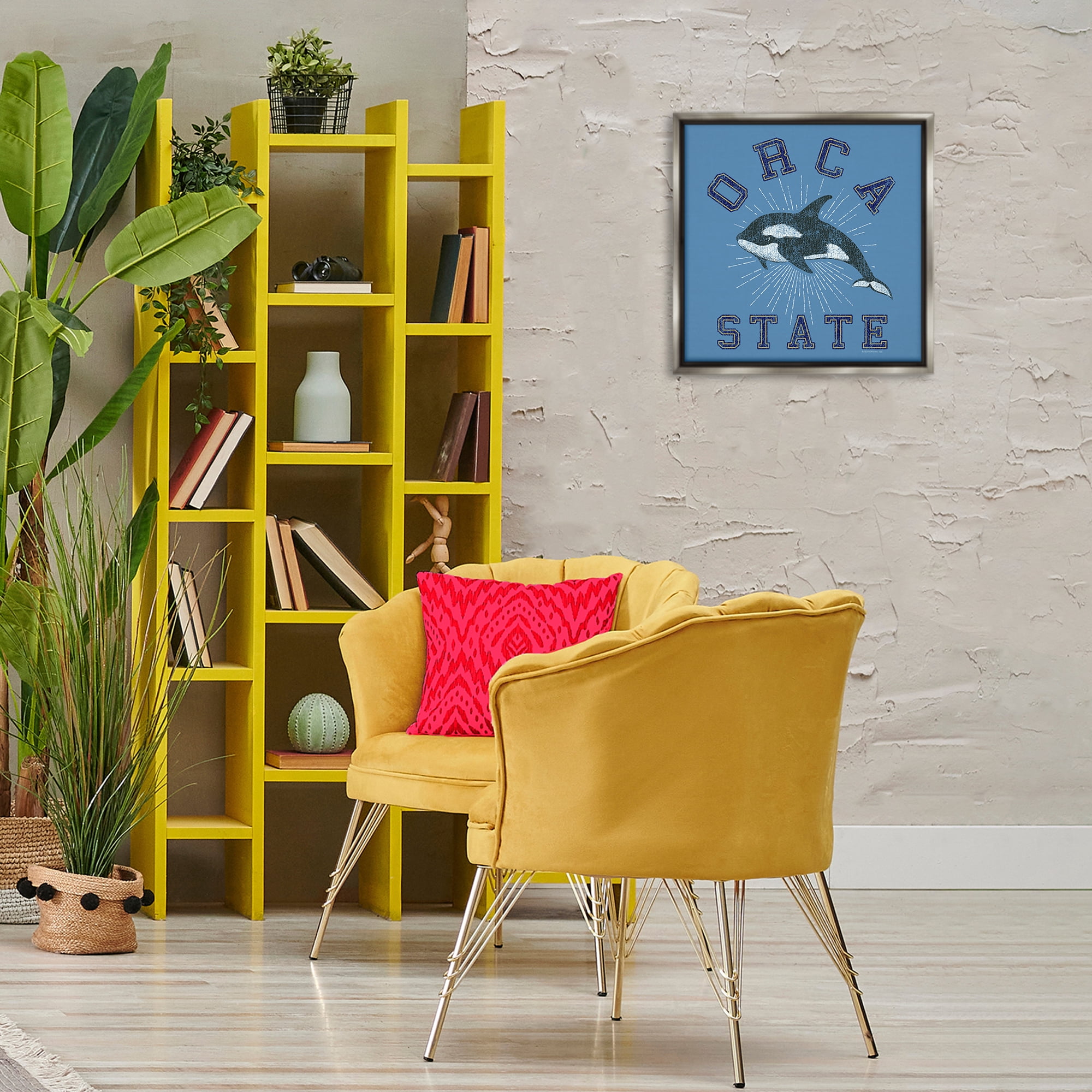 Stupell Industries Vintage Orca State Animals Painting Gray Floater Framed Canvas Art Print Wall Art, 18 x 18
