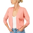 thumbnail image 5 of URBAN DAIZY Women's Classic 3/4 Sleeve Crop Bolero Cardigan Open Front Cropped Shrugs Knit Sweater A09_620 Dusty Pink L, 5 of 7