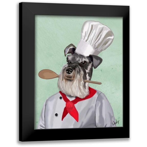 Fab Funky 12x14 Black Modern Framed Museum Art Print Titled - Schnauzer Chef