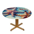 thumbnail image 3 of PIKWEEK Coastal Starfish Round Fitted Tablecloth with Elastic Edge  Fitted Table Cloth for Round Table Circular Table Cover Waterproof Wipeable Round Elastic Table Cloth, 3 of 7