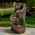 thumbnail image 2 of LuxenHome Brown Resin Tree Farmhouse Pots Outdoor Fountain with LED Lights, 2 of 7