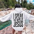 thumbnail image 4 of Christian Hoodies for Women 2025 I Speak The Name Of Jesus Hoodie with Pockets Hooded Sweatshirt Women Pullover, 4 of 6