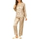 thumbnail image 2 of Conjunto de salón de satén para mujeres INSPIRE CHIC, camisa de botones de manga larga con pantalones, pijamas de seda XL Champagne, 2 of 7