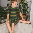 thumbnail image 4 of Balery Carnival Mardi Gras Conjunto de Pijama Infantil de Manga Corta con Estampado – Ropa de Dormir de Algodón Suave-Small, 4 of 6