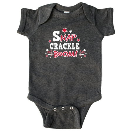 

Inktastic 4th of July Snap Crackle Boom with Red and White Fireworks Gift Baby Boy or Baby Girl Bodysuit