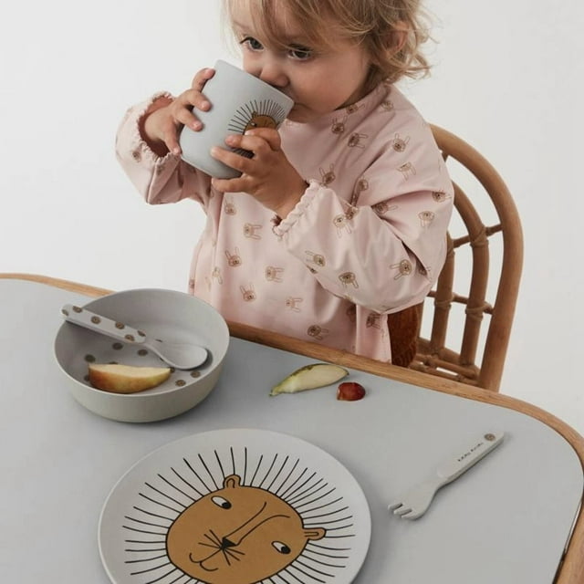 Assiettes en Fibre de Bambou Rabbit Réutilisables pour Enfants, Assiettes de Qualité Alimentaire Lavables au Lave-Vaisselle pour Tout-Petits
