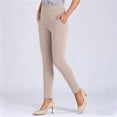thumbnail image 4 of Oiangi Womens Straight Leg Dress Pants Plus Size High Waist Stretchy Slacks Casual Business Pockets Trousers for Work Beige 5XL, 4 of 6