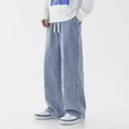thumbnail image 4 of Men Straight Jean Loose Streetwear Wide Leg Neutral Pants Fashion Baggy Trousers, 4 of 9