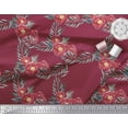 thumbnail image 3 of Soimoi Red Viscose Chiffon Fabric Leaves & Peony Floral Fabric Prints By Yard 42 Inch Wide, 3 of 3