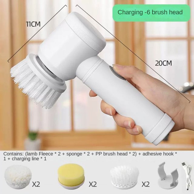 5-piece Set Of Electric Rotary Scrubber, Portable Cordless Electric Cleaning Brush, Suitable For Kitchen And Sink-HAPDEN