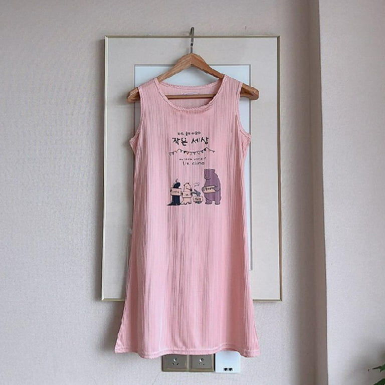 Women's Soft Lightweight Sleepwear Tank Nightgowns Cartoon Printed
