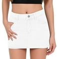 thumbnail image 2 of Mini Skirt for Women Bodycon Denim Short Skirts High Waist Casual Washed Stretchy Womens Jean Skirts with Pockets White M, 2 of 5