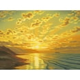thumbnail image 2 of Adamov, Alexey 14x12 Gold Ornate Wood Framed with Double Matting Museum Art Print Titled - Sunset over the Mountains by the Sea, 2 of 4