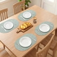 thumbnail image 3 of 6 Pcs Leather Oval Placemats for Kitchen Dining Table Decor Heat Resistant Table Placemats Wipeable Table Mat Green/Ivory White 17.3x11.8inch, 3 of 6