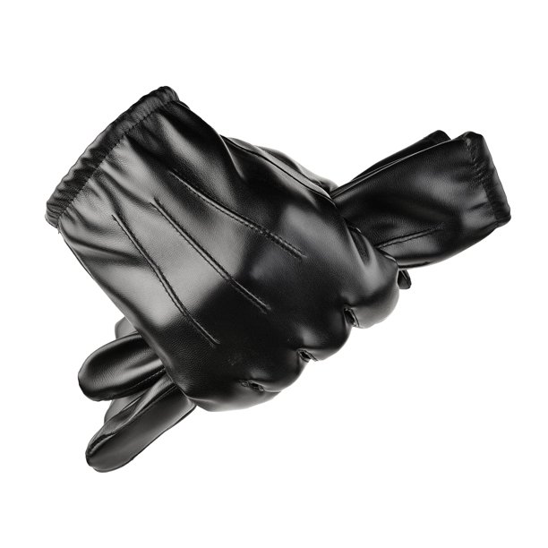 Guantes YAMEIZE para hombre, piel táctil, cálidos, color negro