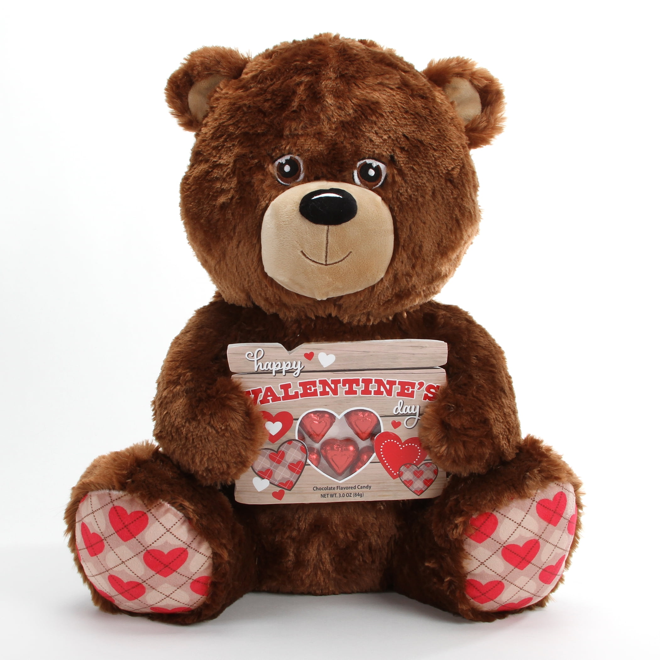 Way to Celebrate!  Progressive Gifts 20" Valentine's Day Jumbo Plush Brown Bear Gift Set