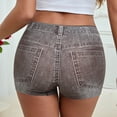 thumbnail image 6 of FRSASU High Waist Yoga Shorts for Women's Imitation Denim Printed Tummy Control Fitness Athletic Workout Running Shorts Coffee, 6 of 8