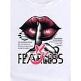 1pc Women'S Casual Fashion T-Shirt, Polyester Crew Neck Short Sleeve with Lip and Finger Graphic ...