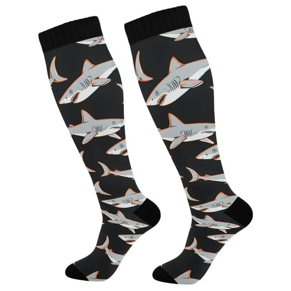 joogoo Cool Sharks Print Long Socks Women Men Knee High Sock