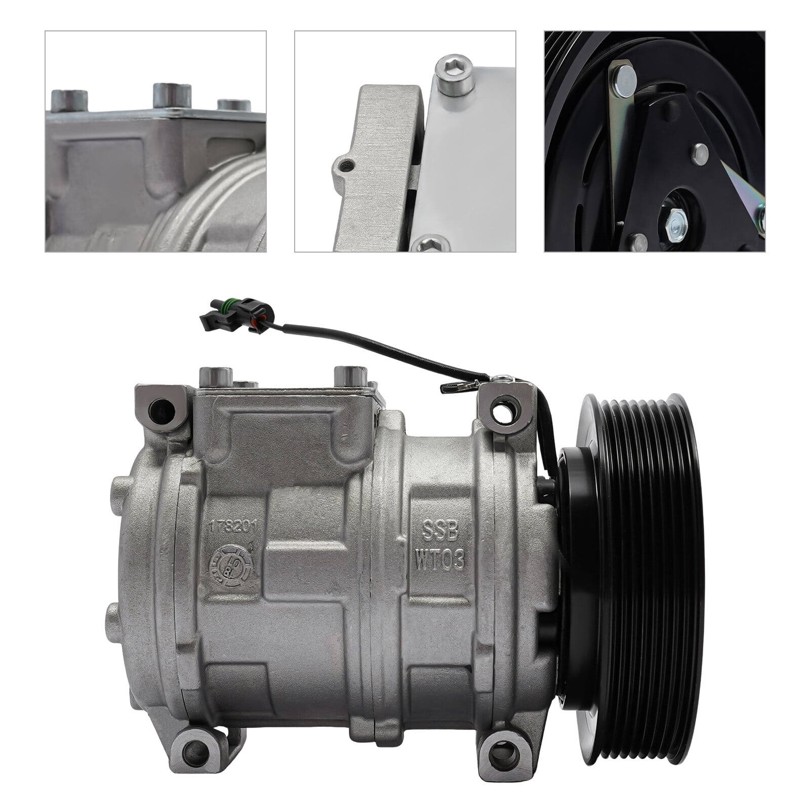 Closed Silver Black Air Compressor W/Clutch For  John Deere  10PA17C RE46609 RE69716 AH169875