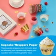 thumbnail image 4 of Uxcell Cupcake Wrappers Paper, 50 Pack Baking Cups Standard Cloud Decoration, Pink Reflective Gold, 4 of 6