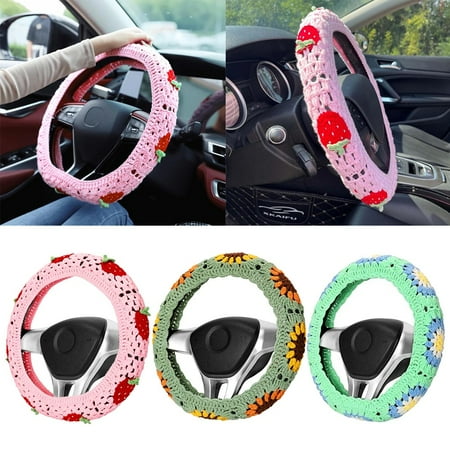 Sewn From Cotton Yarn Boho Style Crochet Steering Wheel Cover For Cars 2 Fangkenuo