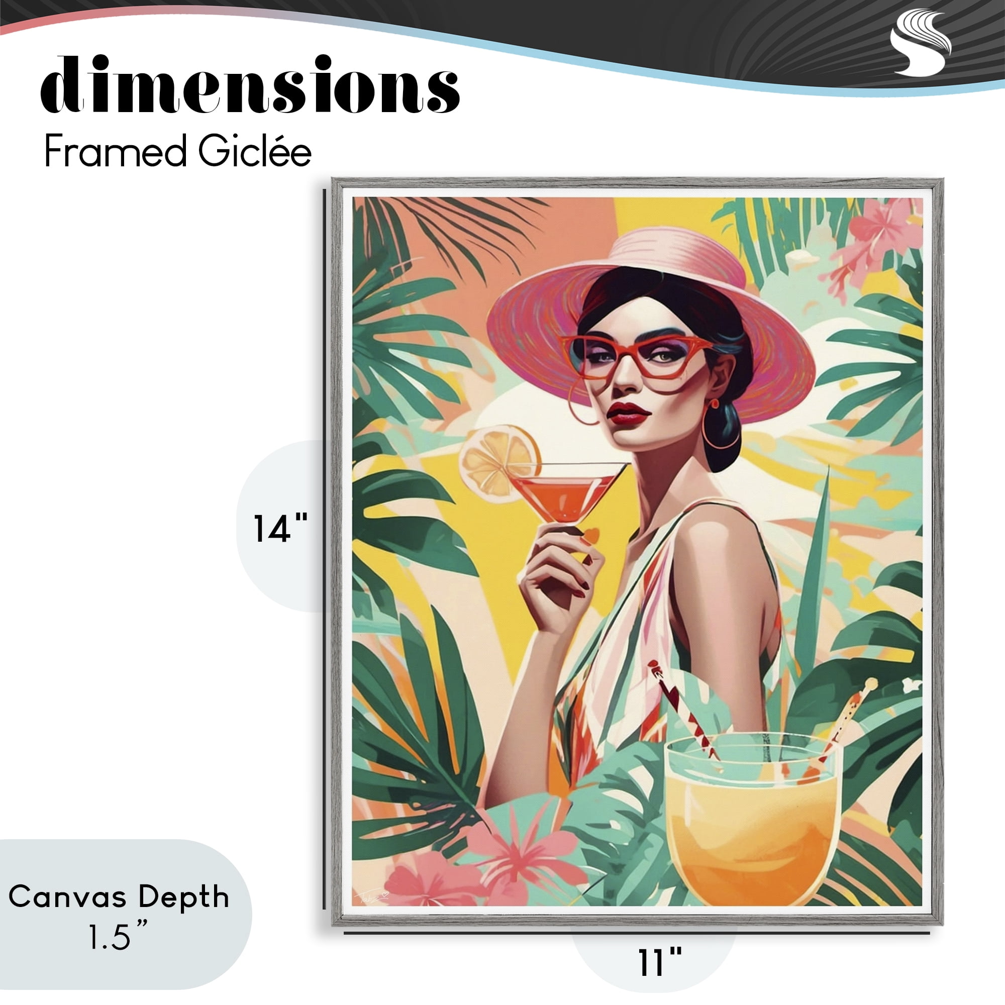 Stupell Industries Exotic Summer Cocktail Gray Framed Giclee Art, design by Tabz Jones