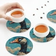 thumbnail image 7 of Pofeuu Blue Watercolor Duck Print Leather Coasters Set of 6, Round Cups Mugs Mat Pad for Home Kitchen Heat Resistant Drink Coasters,Round Shape, 7 of 7