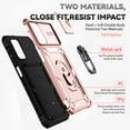 thumbnail image 2 of Heavy Duty Armor Case for Samsung Galaxy A32 5G, Rugged PC Soft TPU Military Grade Shockproof Metal Magnetic Car Mount Shockproof Cover with Camera Lens Sliding Ring Holder Bracket Case,Rosegold, 2 of 8