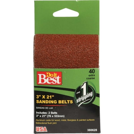 

Do it Best 3 In. x 21 In. 40 Grit Heavy-Duty Sanding Belt (2-Pack)