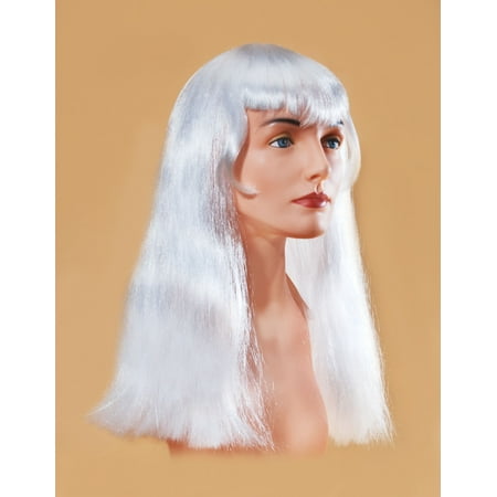 Star Power Long Straight Woman Witch With Bangs Wig, White, One Size