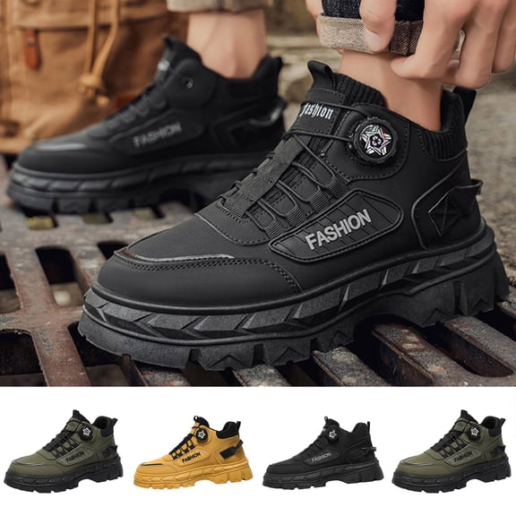 Taqqpue Men's Ankle Boots Round Toe Lace Up Thick Sole Soft Comfortable Casual Chukka Boots for Men Size 7-11 Casual Work Shoes Outdoor Walking Footwear Fall Winter Fashion