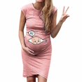 thumbnail image 5 of Vêtements de Grossesse Offres de l'Action de Grâce Liquidation Été Vêtements de Maternité pour Femmes Col Rond Manches Courtes Volants Pli Hauts de Grossesse, 5 of 5