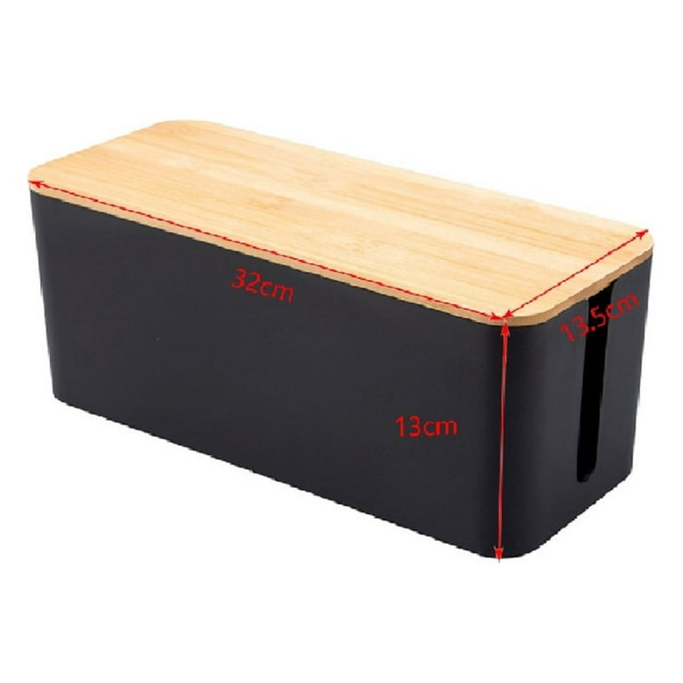 Cable Boxes,Large Cable Organiser Box with Wooden Lid for Cables