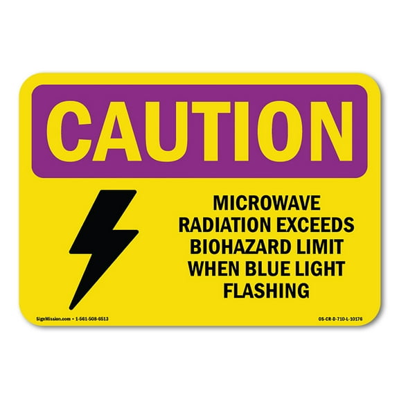 SignMission OS-CR-A-1824-L-10176 18 x 24 in. OSHA Caution Radiation Sign - Microwave Radiation Blue Light