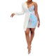 thumbnail image 1 of Mini vestido de negocios ajustado con cuello en V y manga larga con hombros descubiertos y hombros descubiertos para mujer XBTCLXEBCO Blanco, Chico, 1 of 6