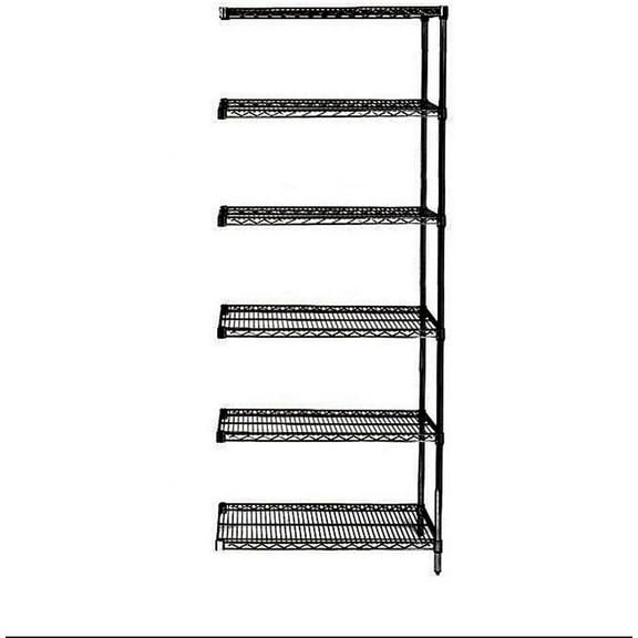 14" Deep x 72" Wide x 86" High 6 Tier Black Add-On Shelving Unit