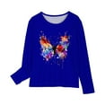 thumbnail image 4 of Ugoldhm Girls Shirts Casual Round Neck Long Sleeve Butterfly Printed Tops Fall Tunic Tees, 4 of 5