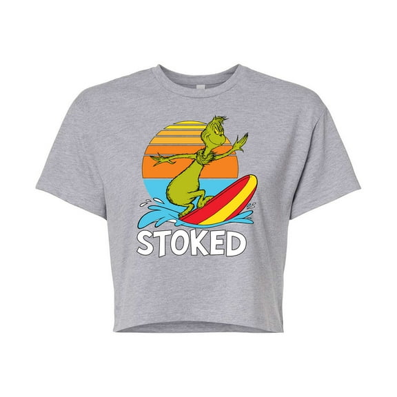 The Grinch - Stoked - Juniors Cropped Cotton Blend T-Shirt