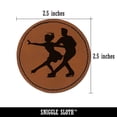 thumbnail image 2 of Figure Skating Couple Ice Skaters 2.5" Faux Leather Round Engraved Iron-On Patch - Brown, 2 of 6