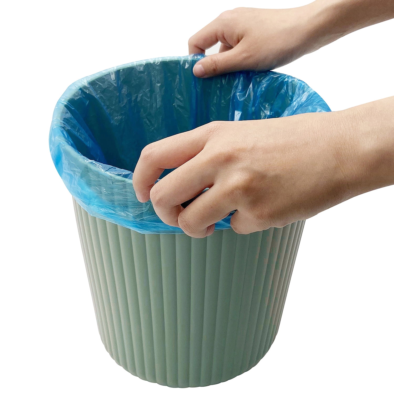 Mainstays 1.64 Gallon Ribbed Plastic Trash Can, Green