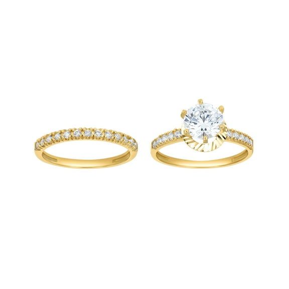 10k Two-Tone Gold Womens Round Cubic Zirconia Dc Bridal Ring Set