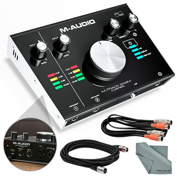 M Audio M Track 2x2m Usb Audio Interface With Midi I O And Basic Bundle W Dynamic Mic Midi Xlr Cables Walmart Com Walmart Com