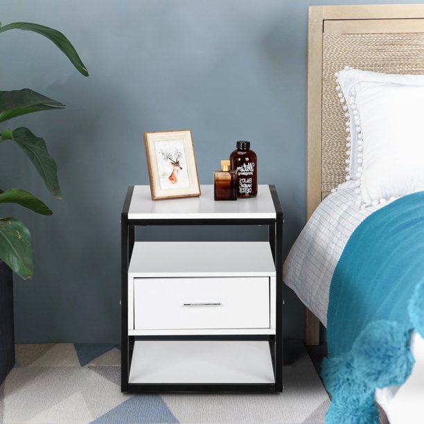 GoDecor Side Table End Table 3Tier Night Stand with 1Drawer and